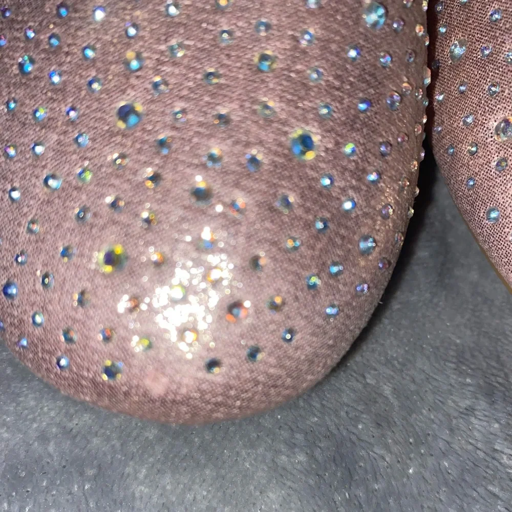 Metallic Pink Ballerina Flats with Rhinestones - Picture 5 of 11